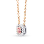 Fancy Intense Purplish Pink Emerald Diamond Halo Pendant