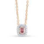 Fancy Intense Purplish Pink Emerald Diamond Halo Pendant