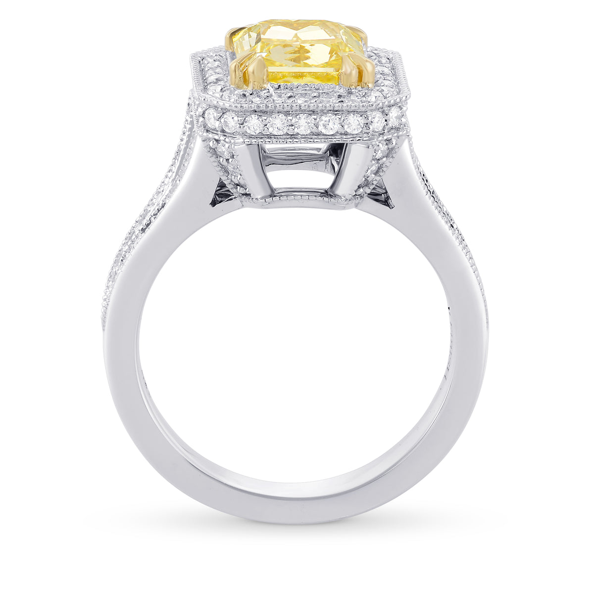 Fancy Intense Yellow Radiant Diamond Halo Ring