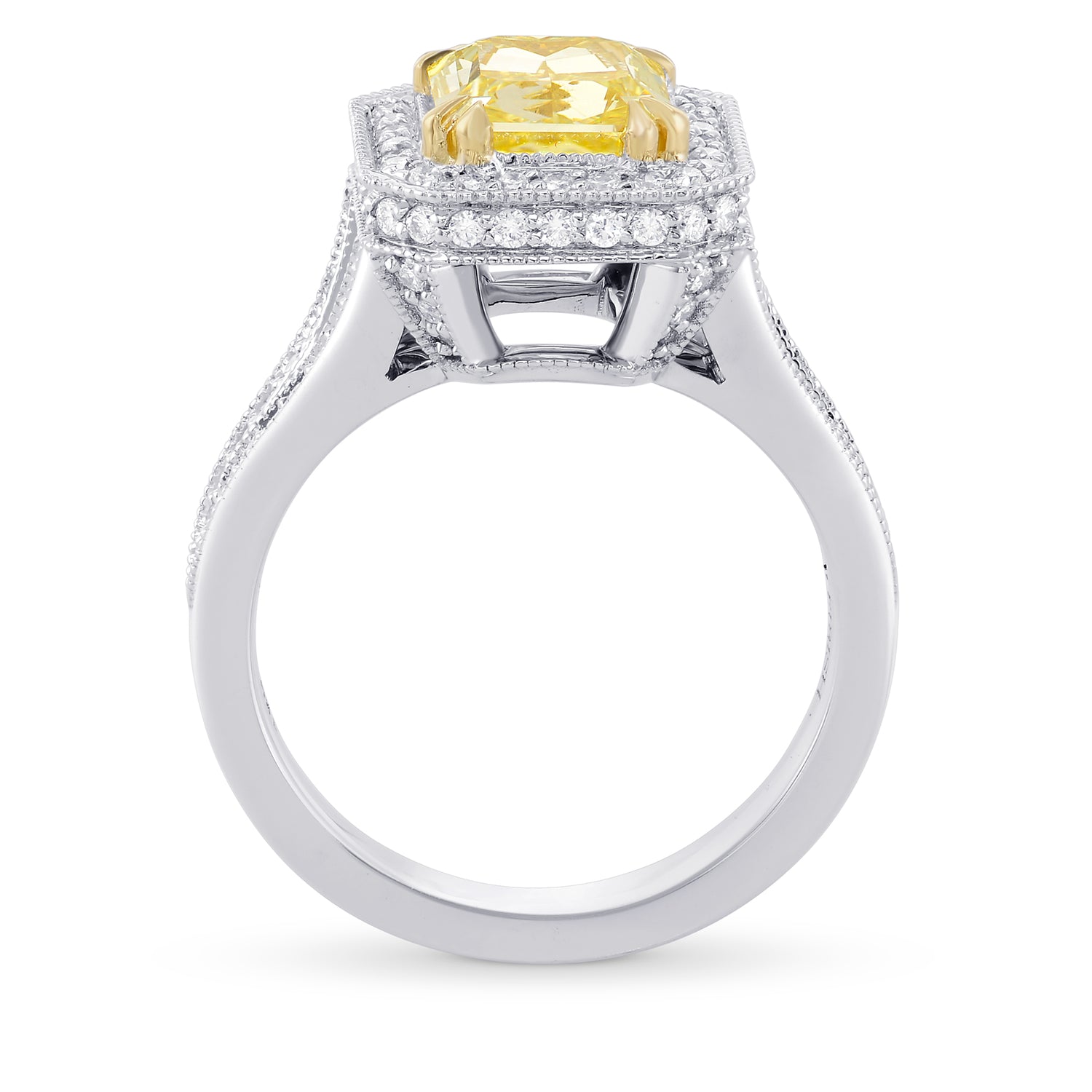 Fancy Intense Yellow Radiant Diamond Halo Ring