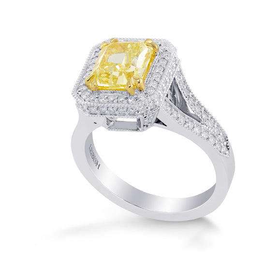Fancy Intense Yellow Radiant Diamond Halo Ring
