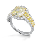  Light Yellow Radiant Diamond Side Stones Ring