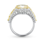  Light Yellow Radiant Diamond Side Stones Ring