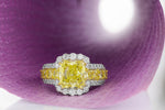  Light Yellow Radiant Diamond Side Stones Ring