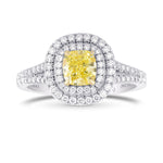 Fancy Intense Yellow Cushion Halo Ring