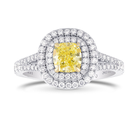 Fancy Intense Yellow Cushion Halo Ring