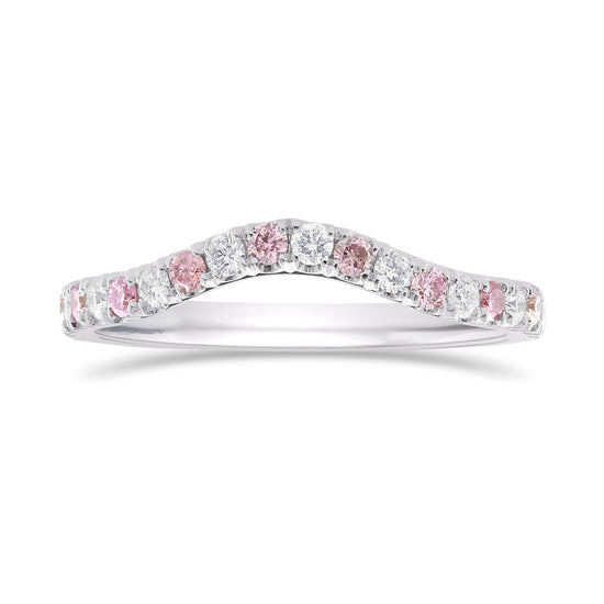 Fancy Pink & Colorless Contoured Diamond Wedding Band 
