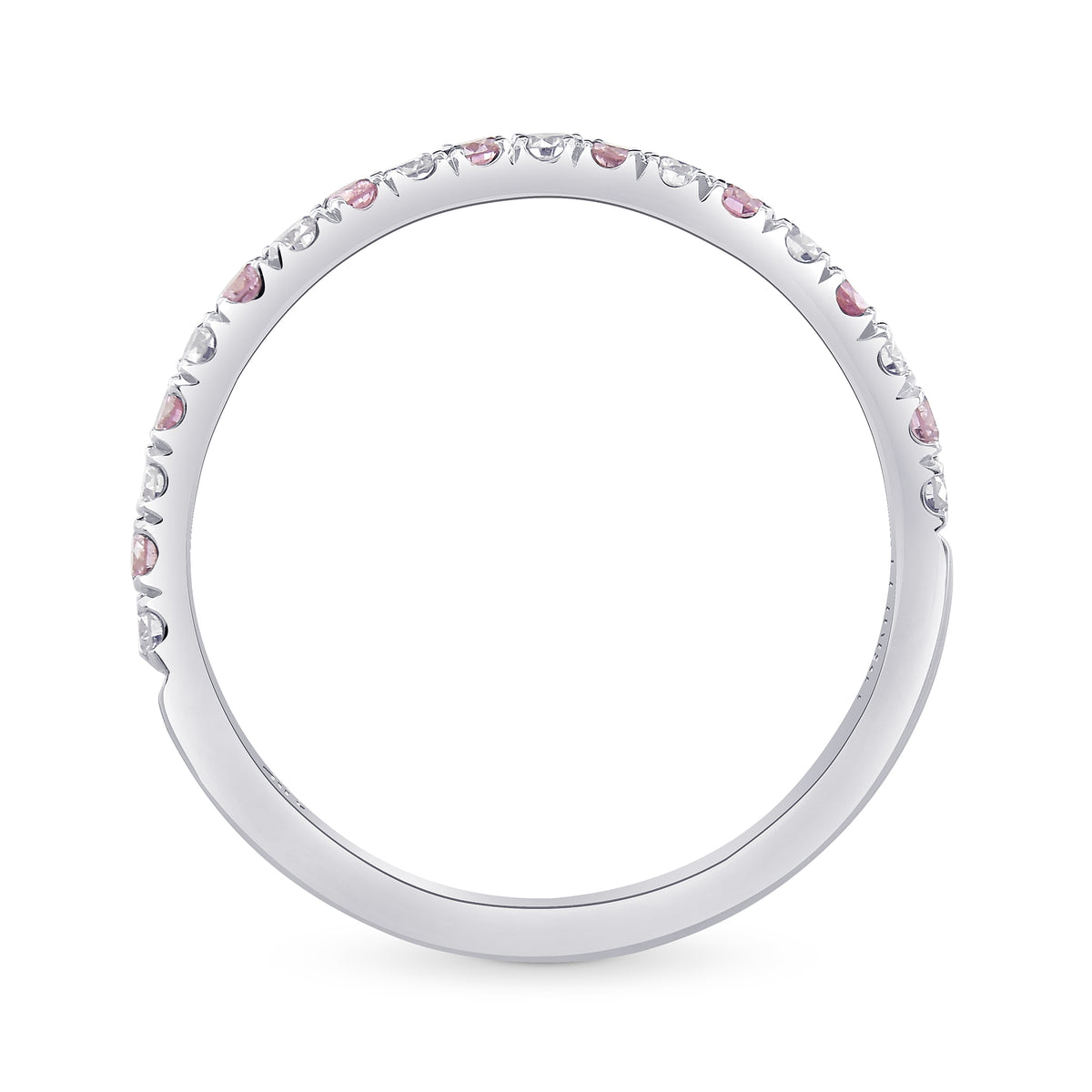 Fancy Pink & Colorless Contoured Diamond Wedding Band 