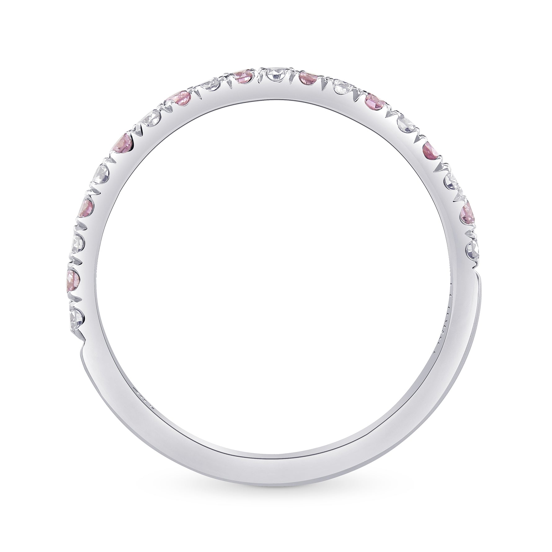 Fancy Pink & Colorless Contoured Diamond Wedding Band 
