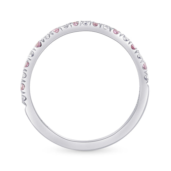 Fancy Pink & Colorless Contoured Diamond Wedding Band 