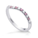 Fancy Pink & Colorless Contoured Diamond Wedding Band 