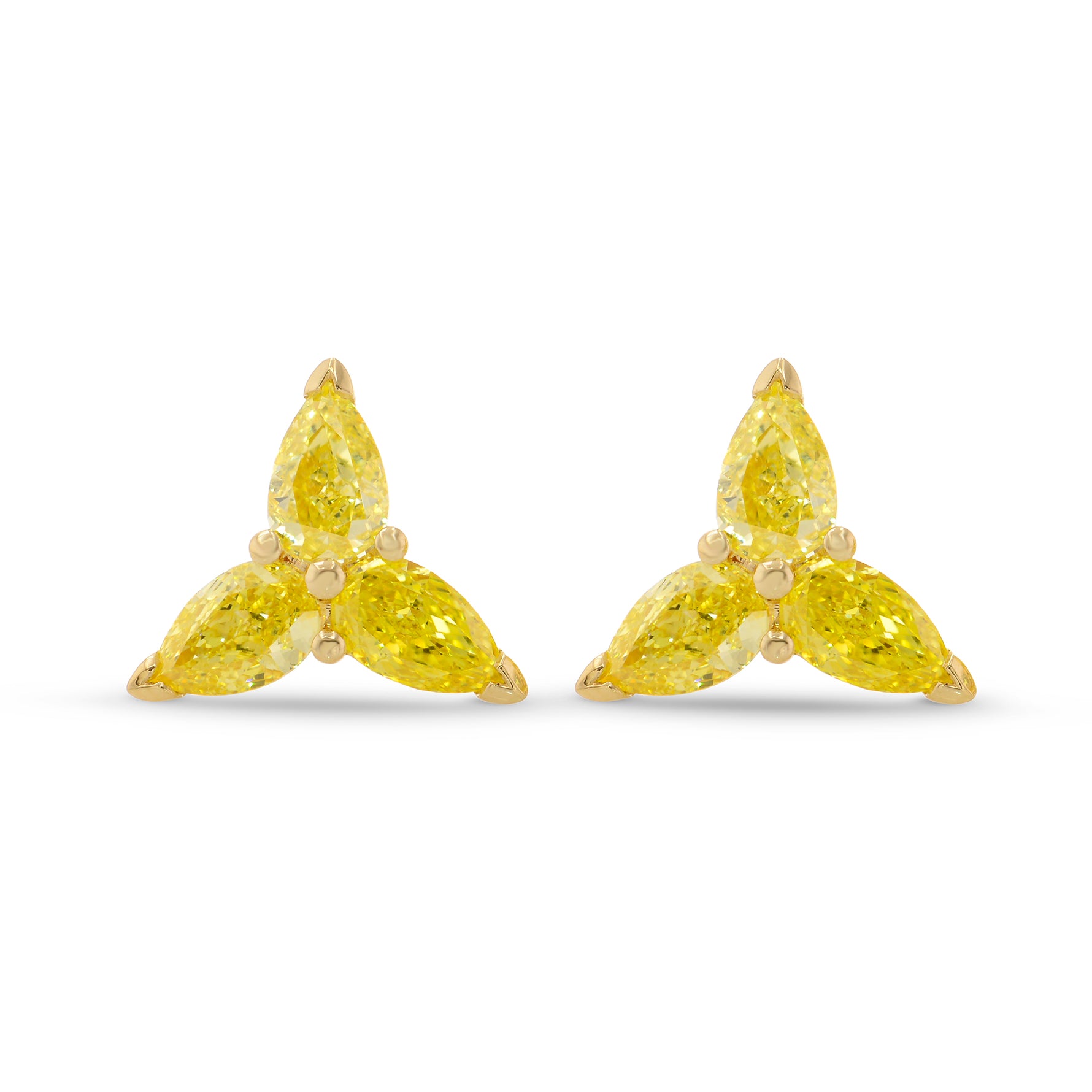 Fancy Intense Yellow Pear Diamond Stud Earrings