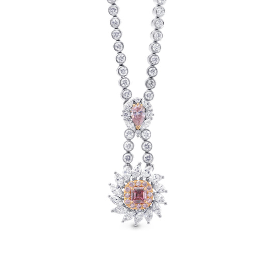 Fancy Intense Pink Asscher & Pear Diamond Drop Pendant