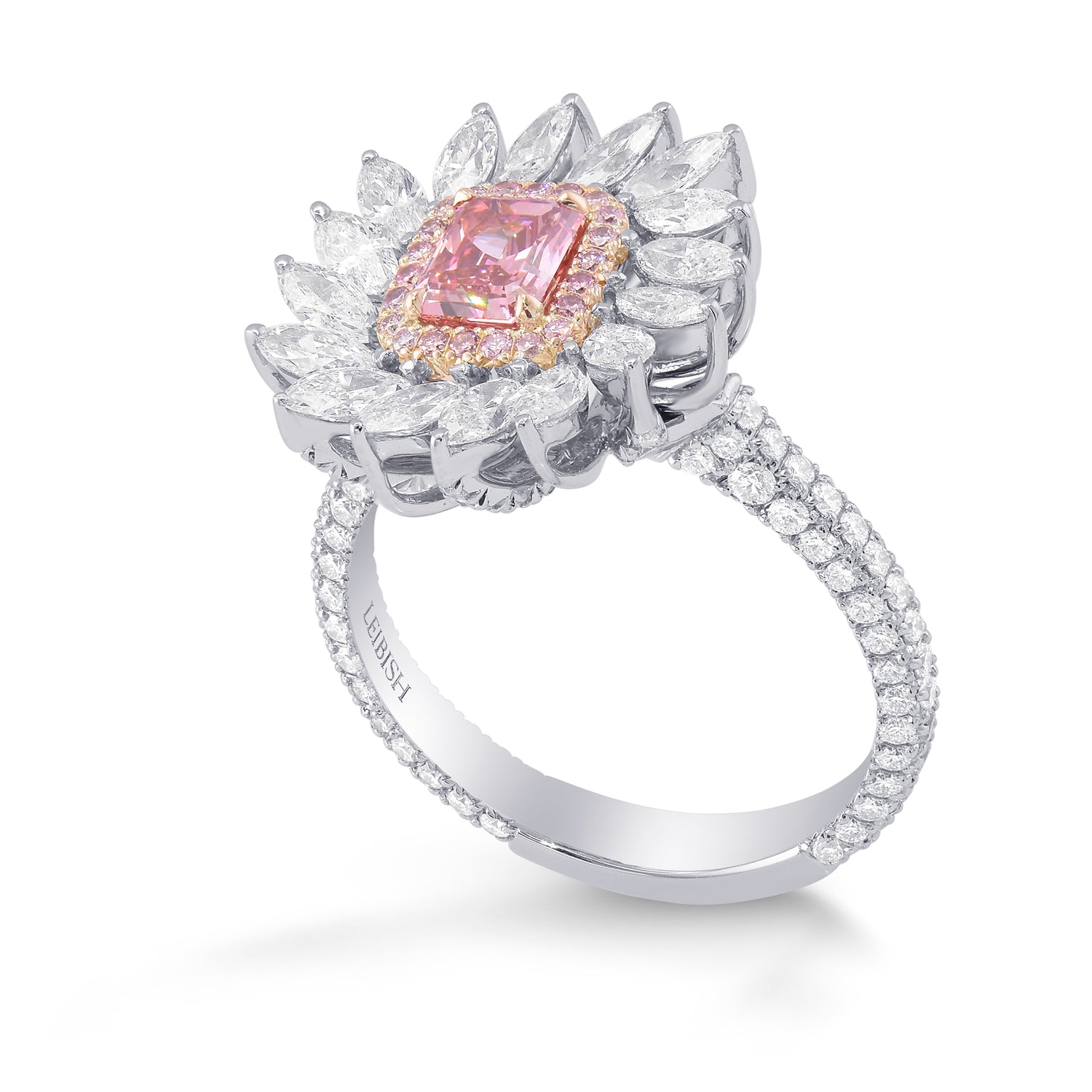 Fancy Vivid Pink Emerald Diamond Dress Ring