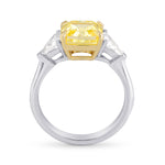 Fancy Intense Yellow Cushion Diamond 3 Stone Ring