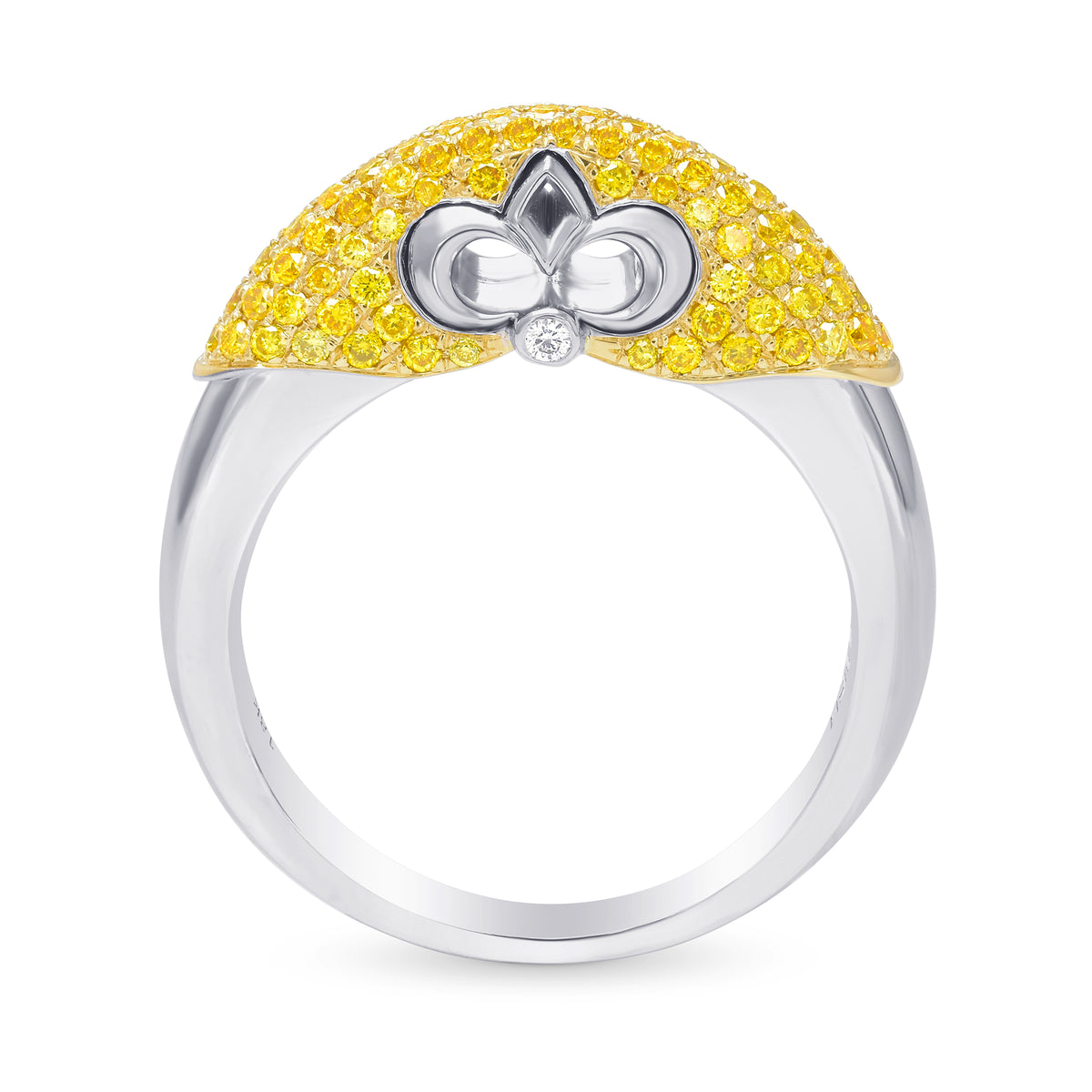 Extraordinary Fancy Vivid Yellow Round Brilliant Pave Ring