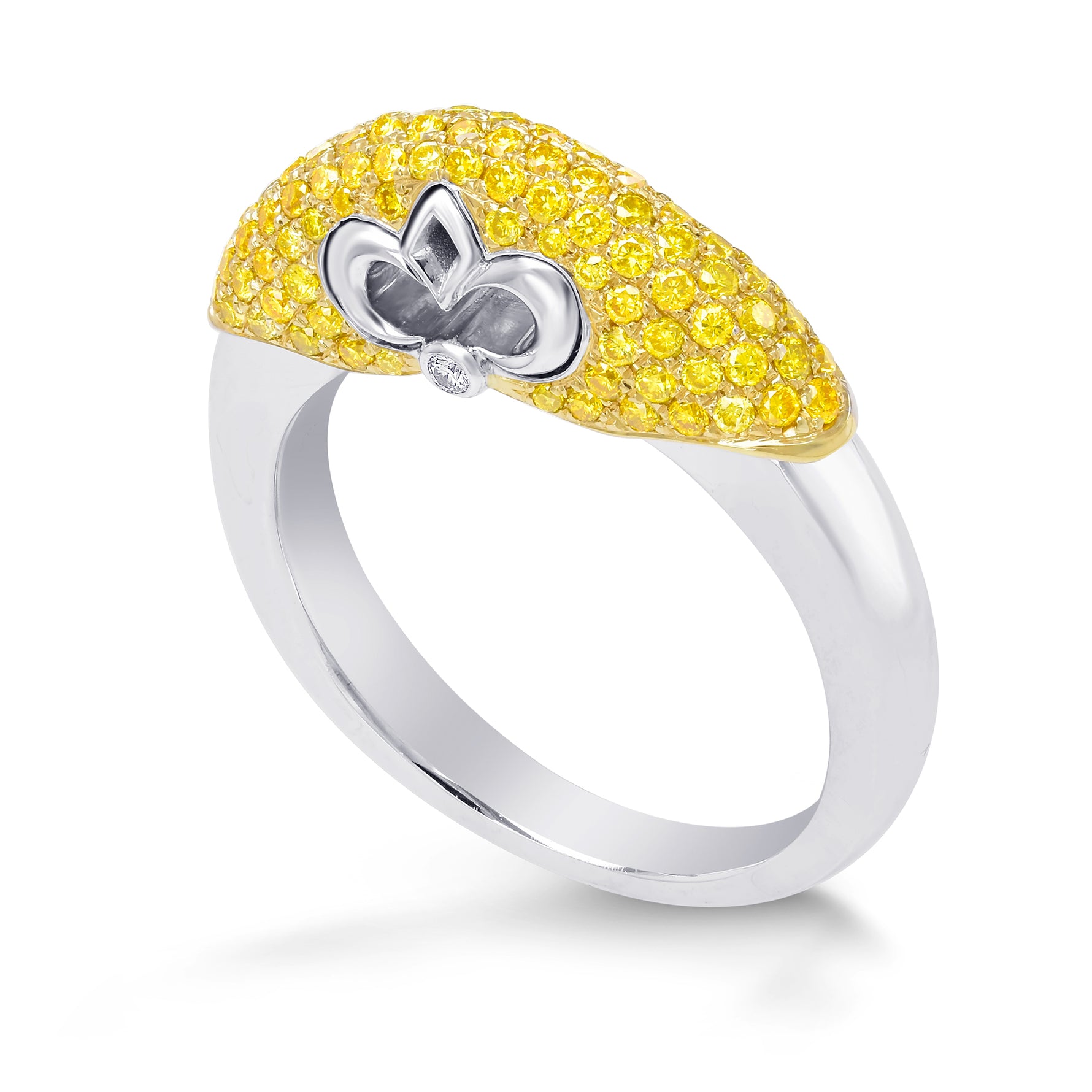 Extraordinary Fancy Vivid Yellow Round Brilliant Pave Ring