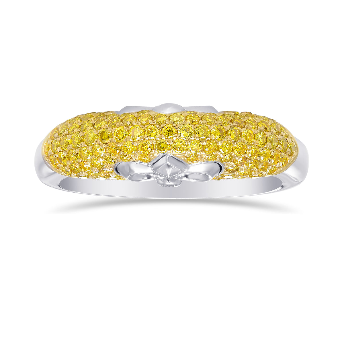 Extraordinary Fancy Vivid Yellow Round Brilliant Pave Ring