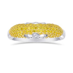 Extraordinary Fancy Vivid Yellow Round Brilliant Pave Ring