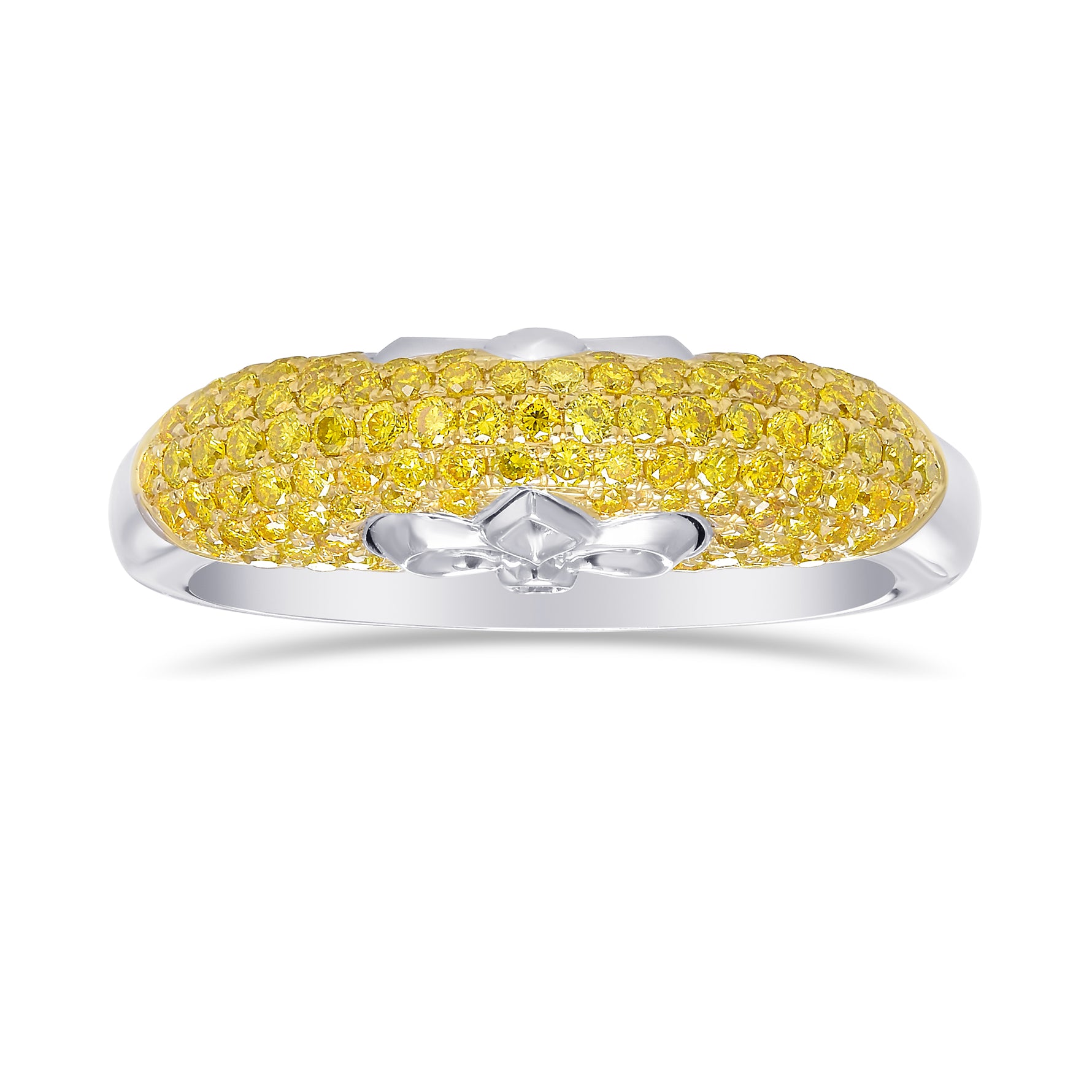 Extraordinary Fancy Vivid Yellow Round Brilliant Pave Ring