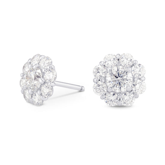  Round Brilliant Diamond Halo Earrings 