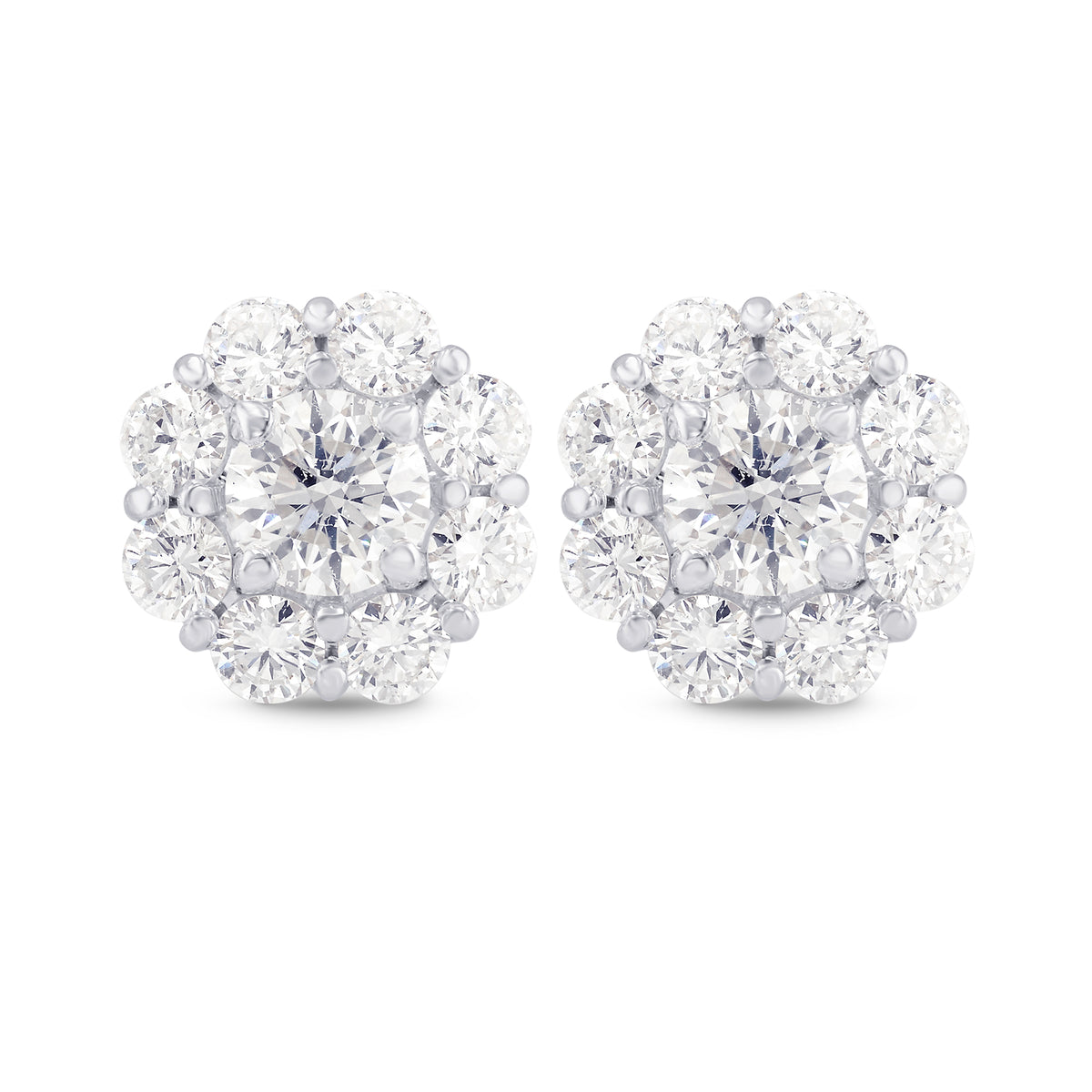  Round Brilliant Diamond Halo Earrings 