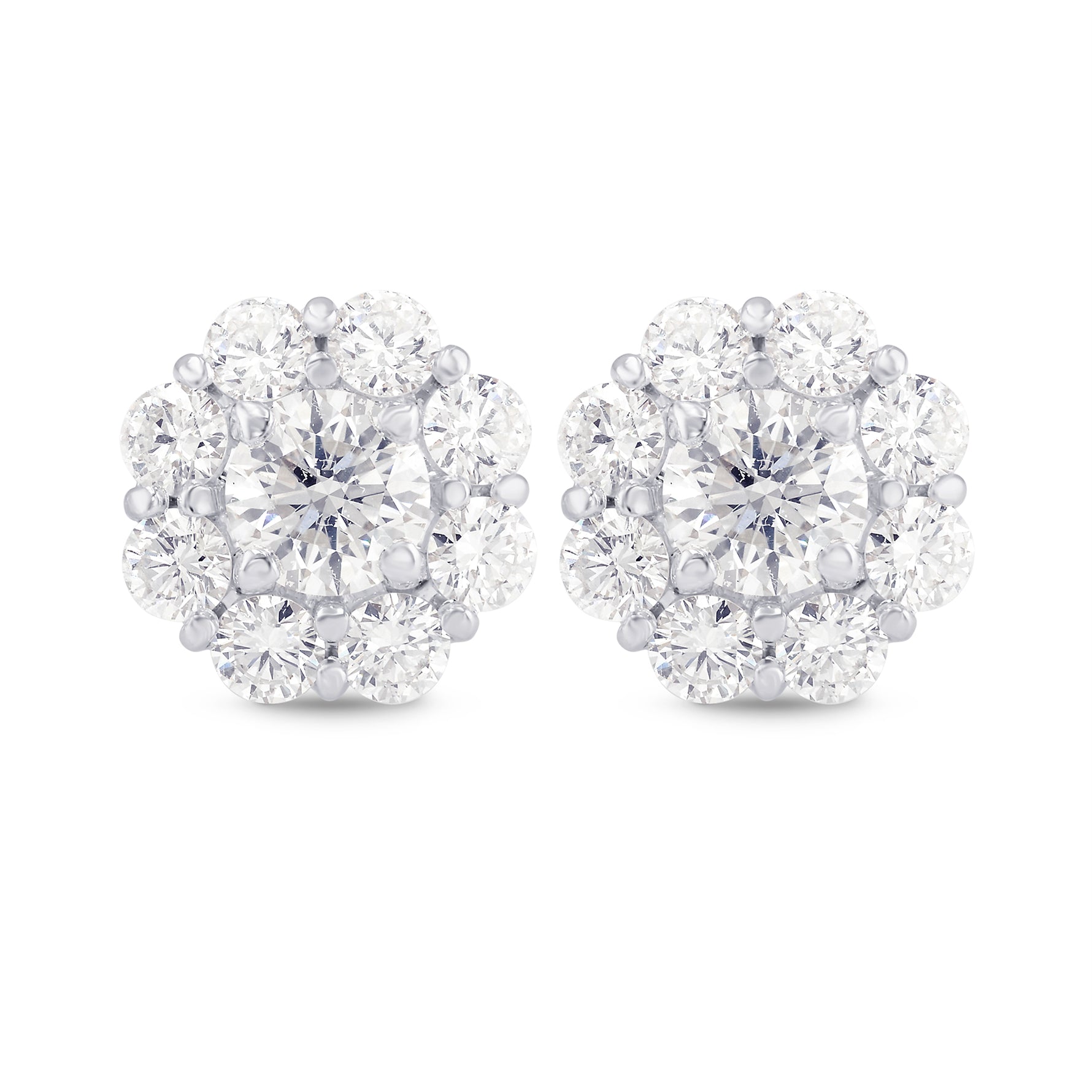  Round Brilliant Diamond Halo Earrings 