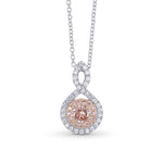 Fancy Brown Pink Double Halo Crossover Pendant