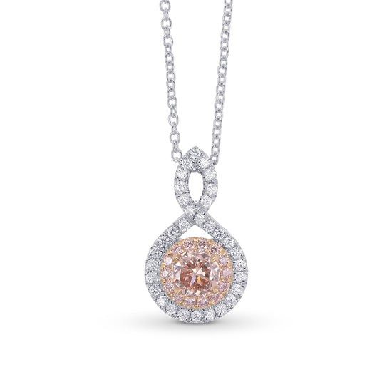 Fancy Brown Pink Double Halo Crossover Pendant