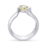 Fancy Light Yellow Green Radiant Diamond Tension Solitaire Ring