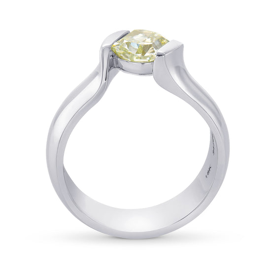 Fancy Light Yellow Green Radiant Diamond Tension Solitaire Ring