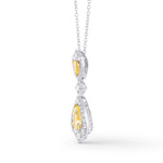  Fancy Yellow Diamond Halo Double Drop Pendant