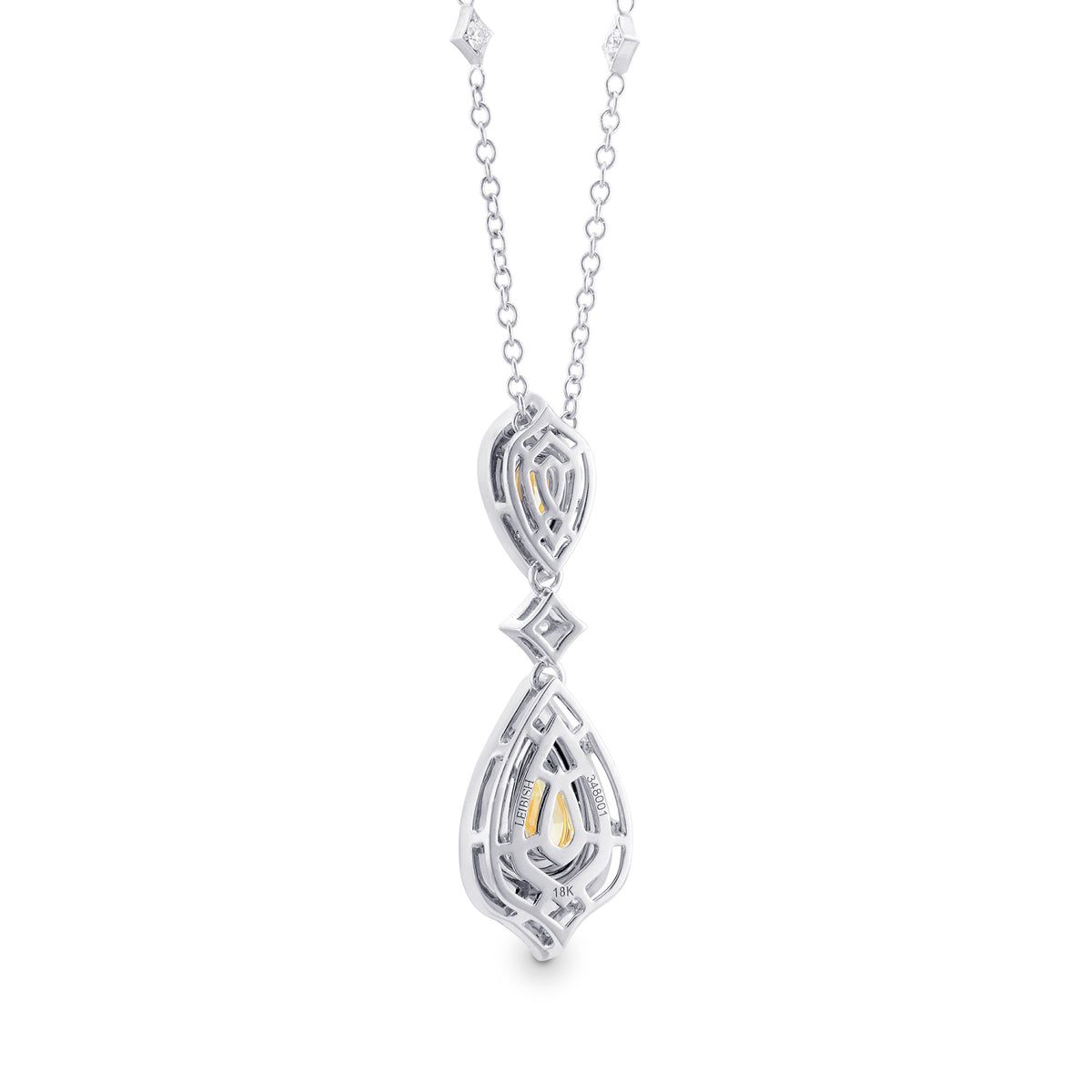  Fancy Yellow Diamond Halo Double Drop Pendant