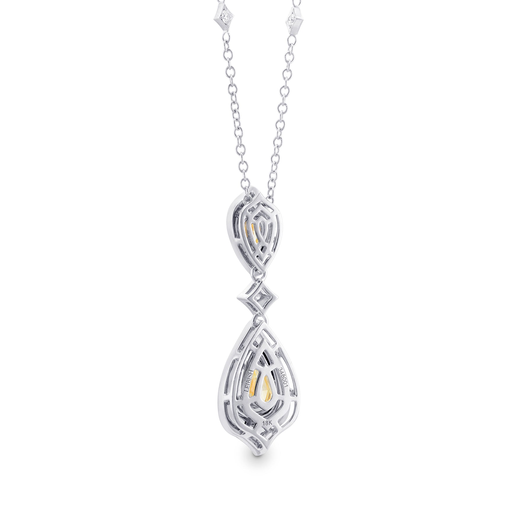  Fancy Yellow Diamond Halo Double Drop Pendant