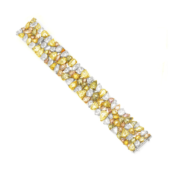 Multicolor Couture Rosecut Diamond Bracelet, 54.84ct 112 stones set in 18K Gold