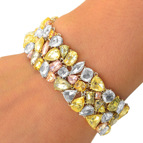 Multicolor Couture Rosecut Diamond Bracelet, 54.84ct 112 stones set in 18K Gold