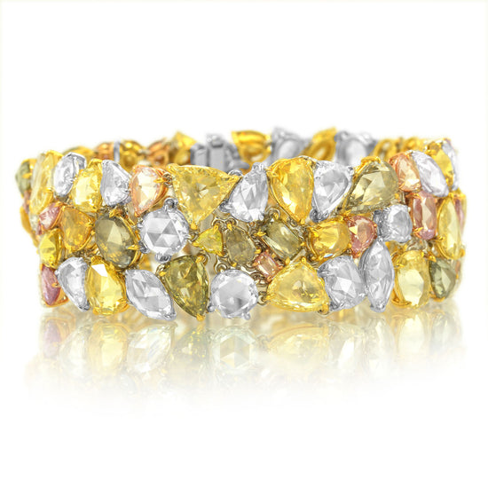 Multicolor Couture Rosecut Diamond Bracelet, 54.84ct 112 stones set in 18K Gold