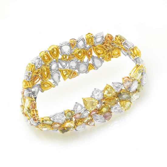 Multicolor Couture Rosecut Diamond Bracelet, 54.84ct 112 stones set in 18K Gold