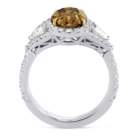 Fancy Dark Yellowish Brown Oval Diamond Ring