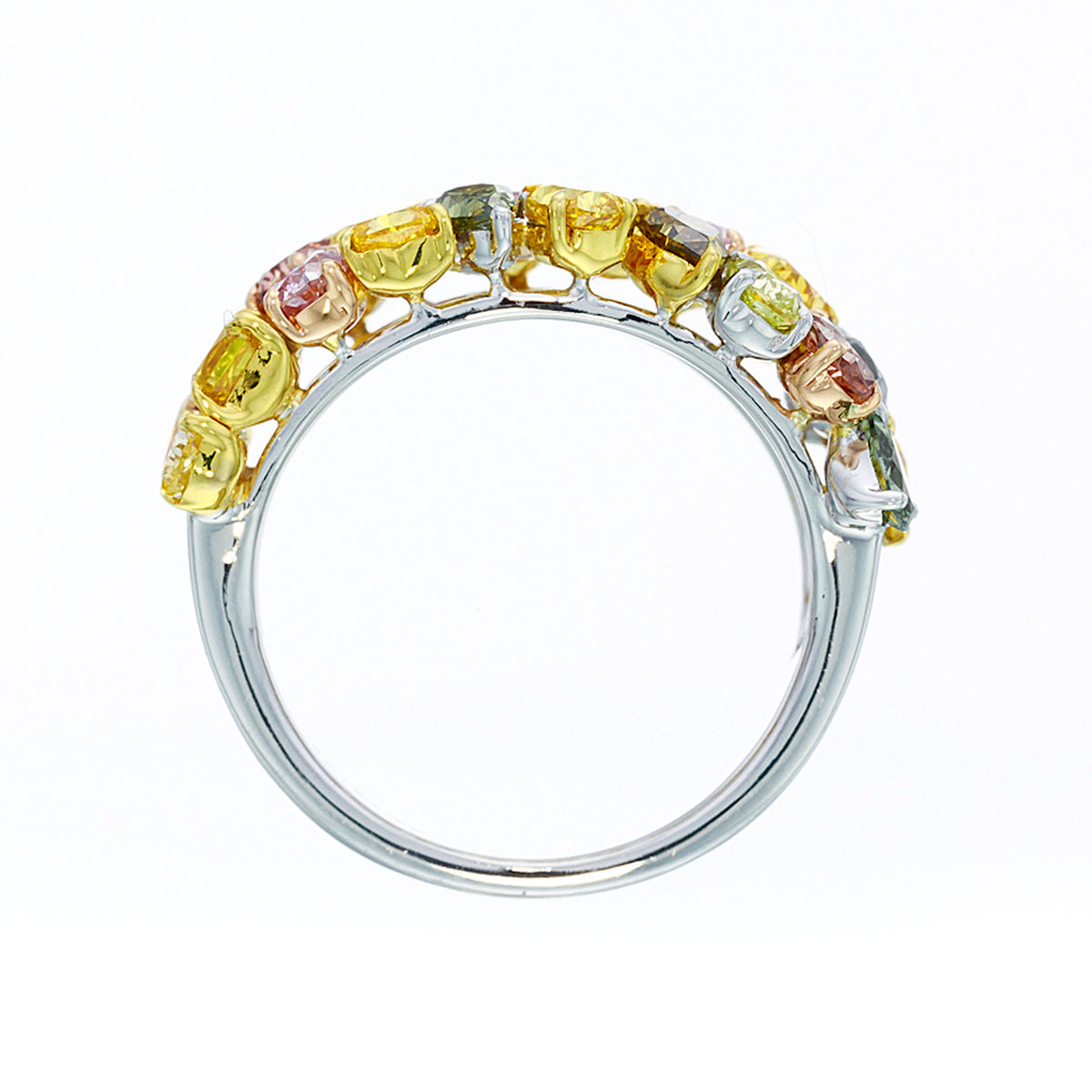 Fancy Color Collage Designer Diamond Ring set with 4.26cts Mix in 18K Gold