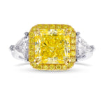 Fancy Intense Yellow Radiant and Triangle Halo Diamond Ring