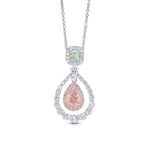 2 Stone Mix Color Floating Halo Diamond Pendant