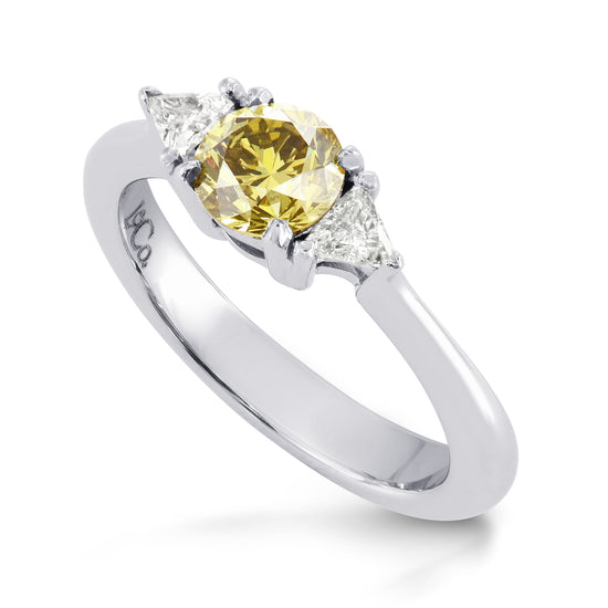  Fancy Brownish Yellow Brilliant Shape Diamond 3 Stone Ring