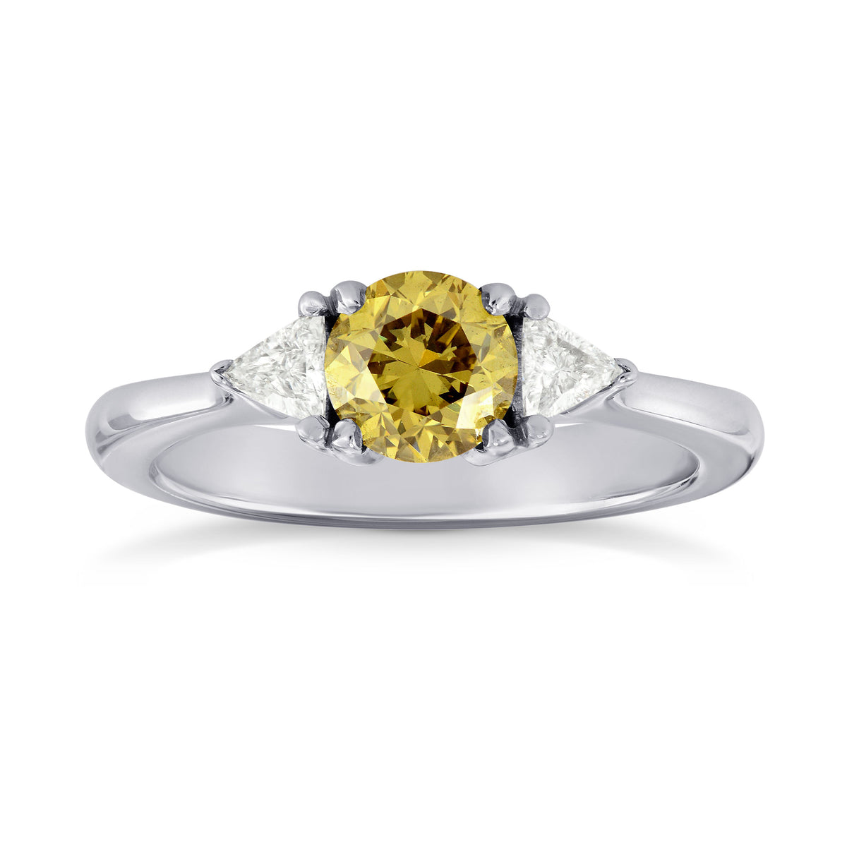  Fancy Brownish Yellow Brilliant Shape Diamond 3 Stone Ring