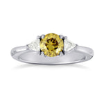  Fancy Brownish Yellow Brilliant Shape Diamond 3 Stone Ring