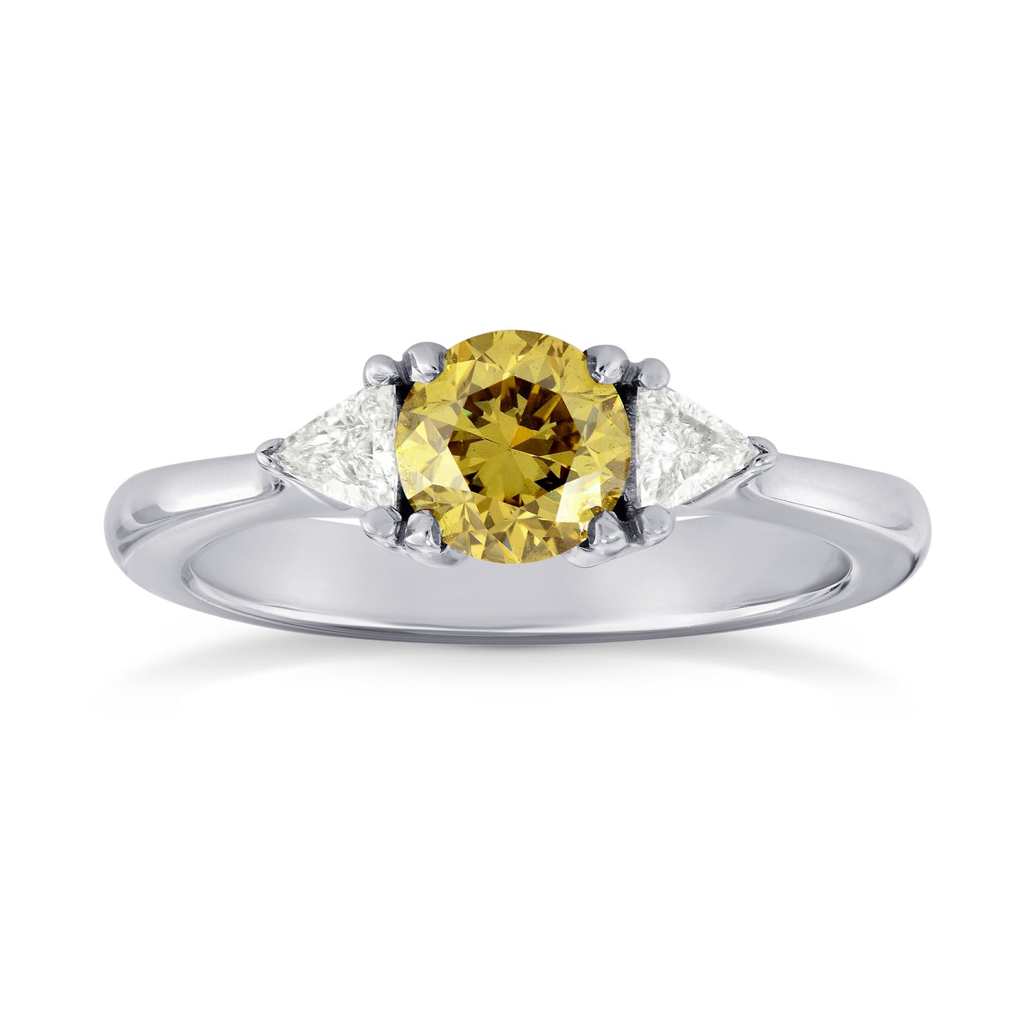 Fancy Brownish Yellow Brilliant Shape Diamond 3 Stone Ring