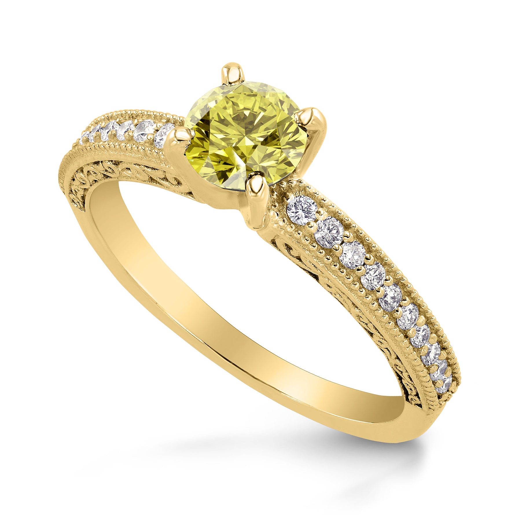 Vintage Style Solitaire & Pave Ring Setting - 6