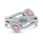   Extraordinary Mix Color and Mix Shape Diamond 3 stone Ring