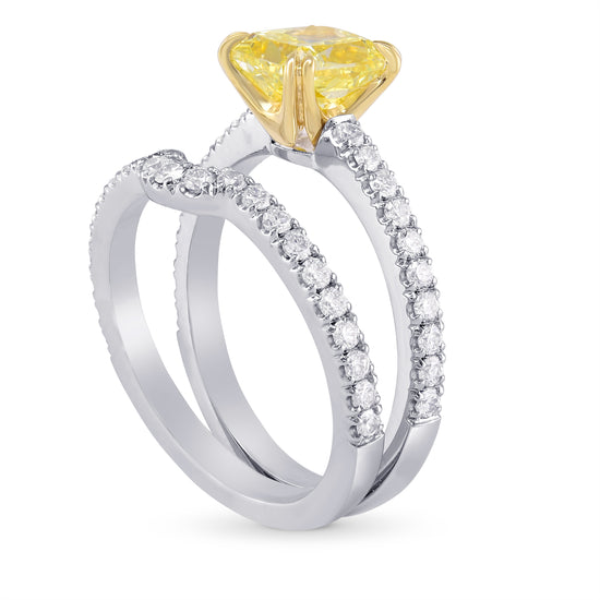 Fancy Yellow Radiant Diamond Engagement & Wedding Ring Set