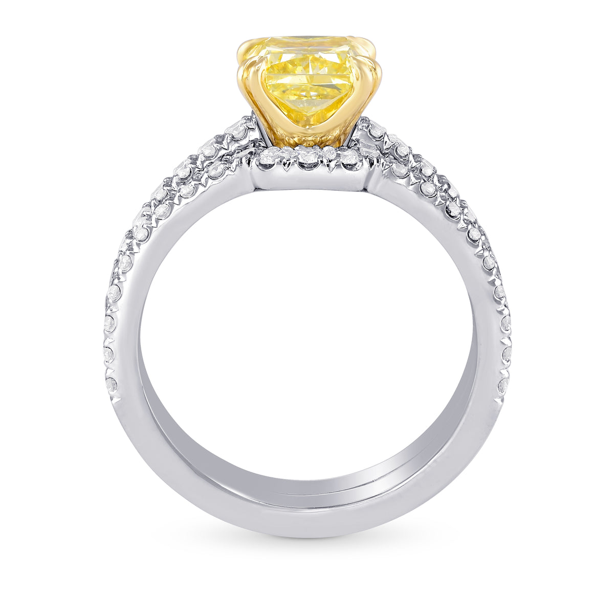 Fancy Yellow Radiant Diamond Engagement & Wedding Ring Set